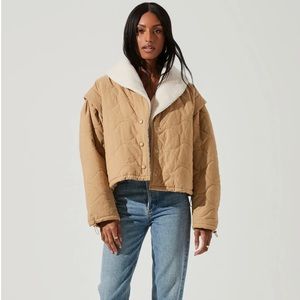 Brand new ASTR the Label NADINE QUILTED FAUX SHEARLING JACKET